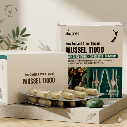 Biotree NZ Green Lipped Mussel 11000mg - Joint Support - with Glucosamine, Chondroitin & Boswellia